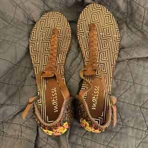 Matisse Beaded Braided Sandals thongs size 9